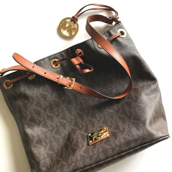 Michael Kors Brown Logo Print Shoulder Bag - Picture 6 of 8